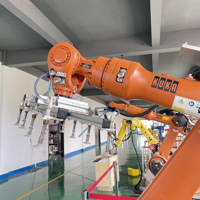1611mm Reach Palletizing Robot อุปกรณ์อัตโนมัติติดพื้น โรบอตปั๊มแบบฟลักซ์คอร์