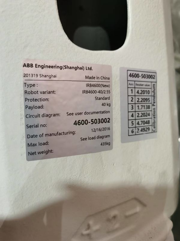 IP 67 การป้องกัน ABB โรบอต IRB 4600-40/2.55 การตรวจสอบที่แม่นยําและคงที่ 40kg กับ 6 แกน
